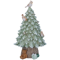 Resin Frosted Fir Tree with Birds and Teddy Ornament 33cm | Annie Mo's