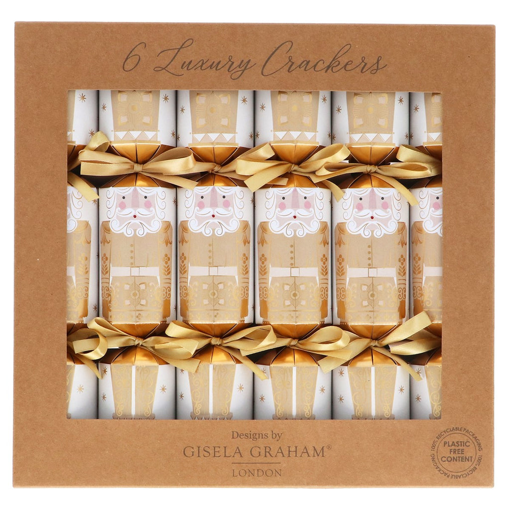 Boxed Set of Six Cream and Gold Nutcrackers 30cm | Annie Mo's