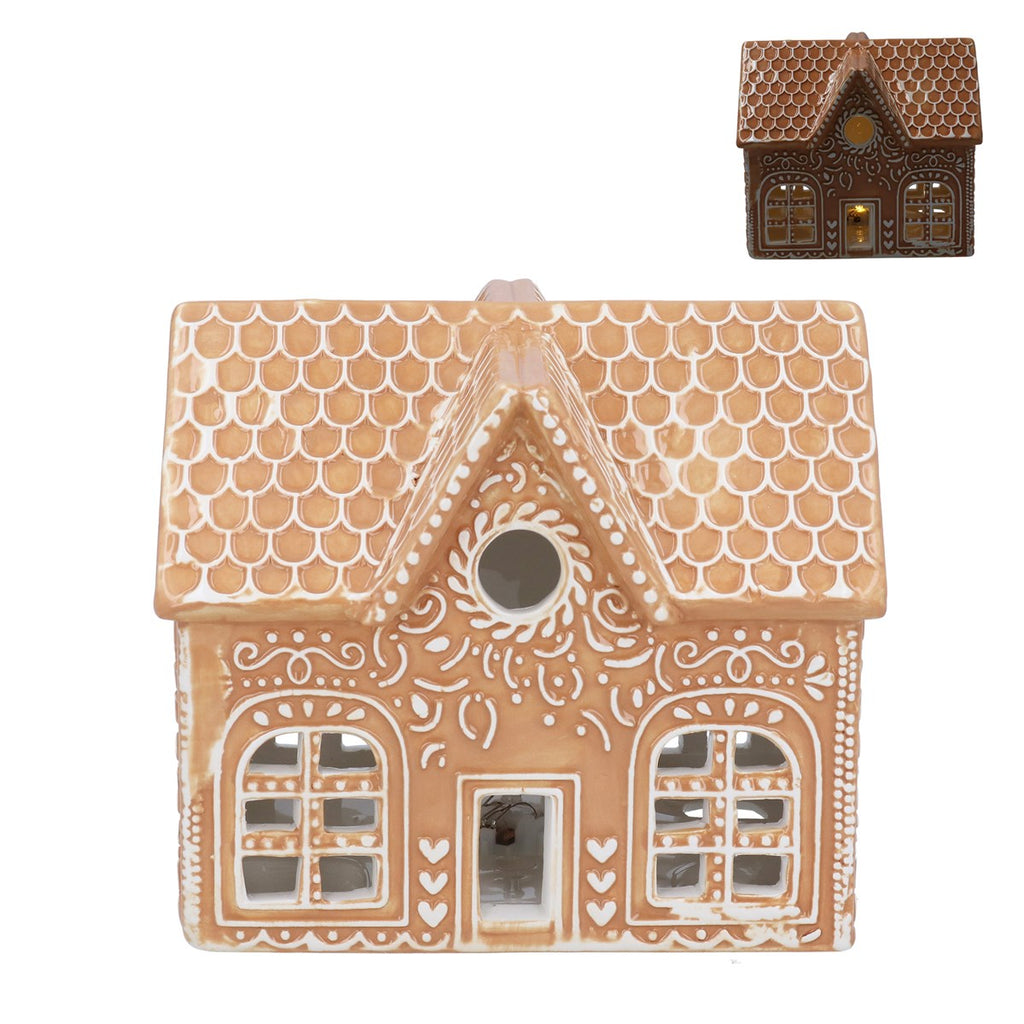 Ceramic LED Light Up Gingerbread Cottage 17cm | Annie Mo's