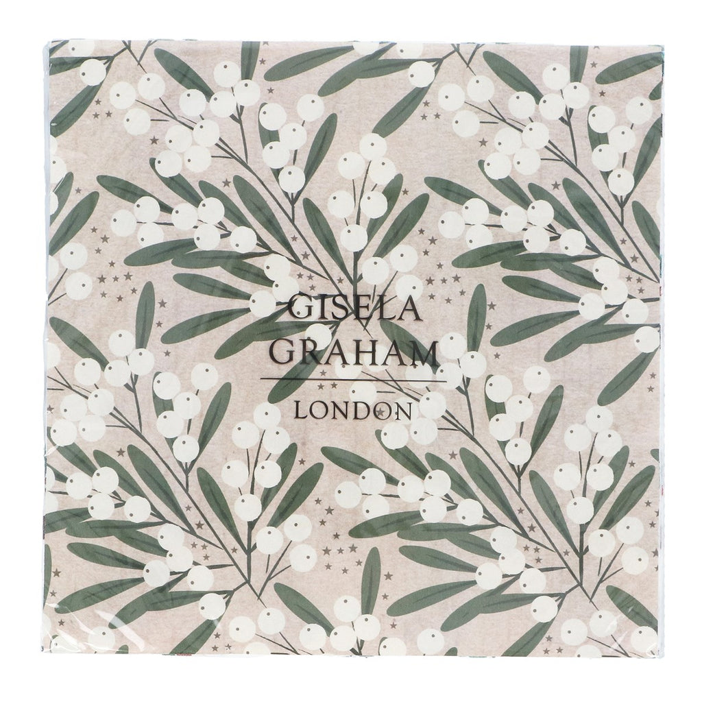 Mistletoe Ivory Paper Napkins Pack of 20 16cm | Annie Mo's