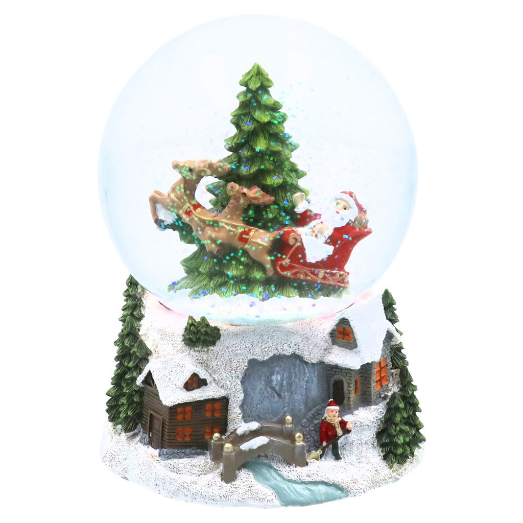 Santa in Sleigh Musical Snow Dome 17cm | Annie Mo's