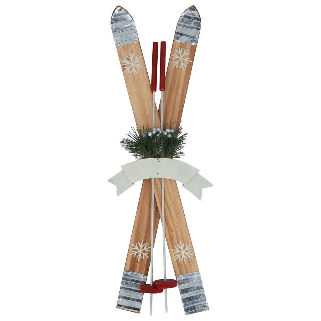 Large Metal Tip Wood Skis 50cm | Annie Mo's