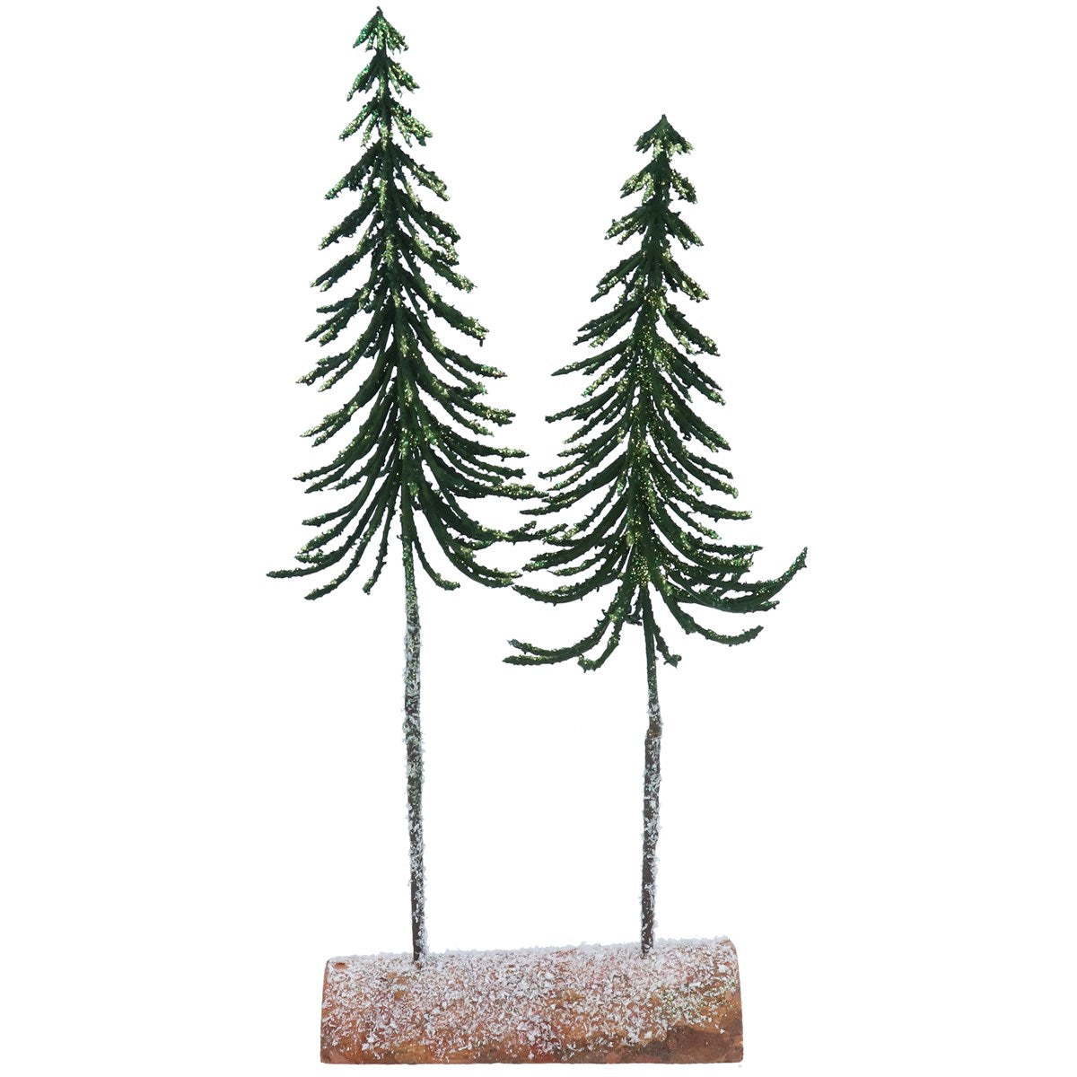 Bristle Ornament 30cm - Double Green Glittered Tree on Log | Annie Mo's