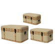 Cream Faux Leather Trunks with Wood Trim and Copper Closure - Size Choice | Annie Mo's
