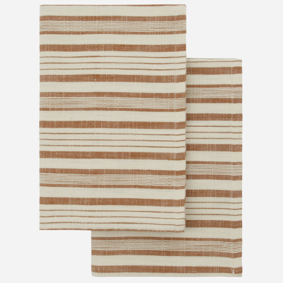 Terracotta Stripe Tea Towels - Set of Two