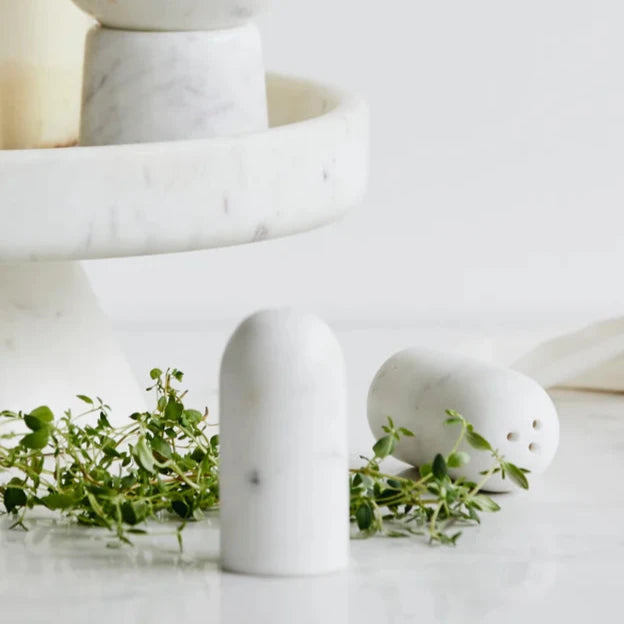 White Marble Salt and Pepper Shakers-B