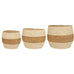 Set of Three Cream and Natural Stripe Corn Baskets | Annie Mo's