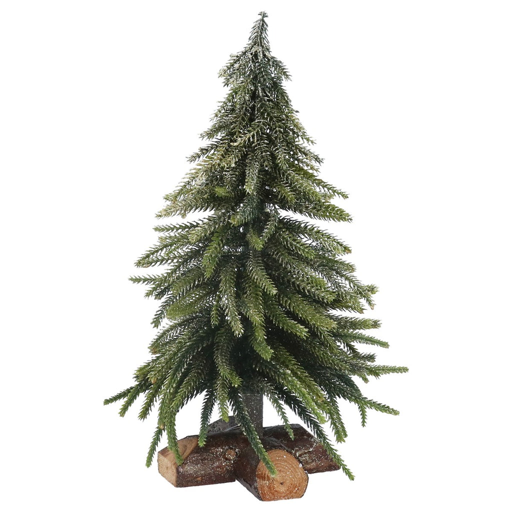 Green Tree with Gold Sparkles on Log Base 33cm | Annie Mo's