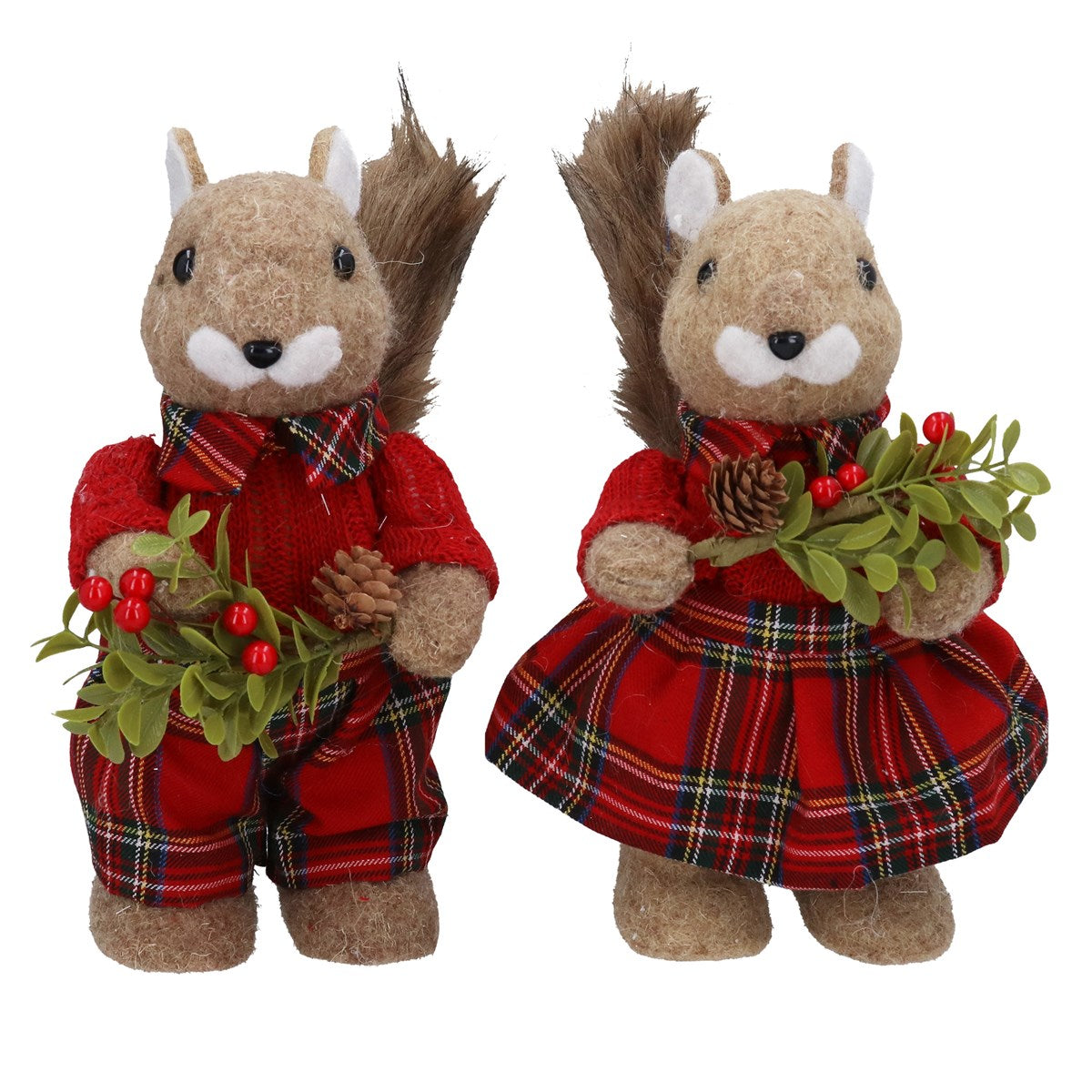 Mr and Mrs Squirrel with Tartan 28cm - Style Choice
