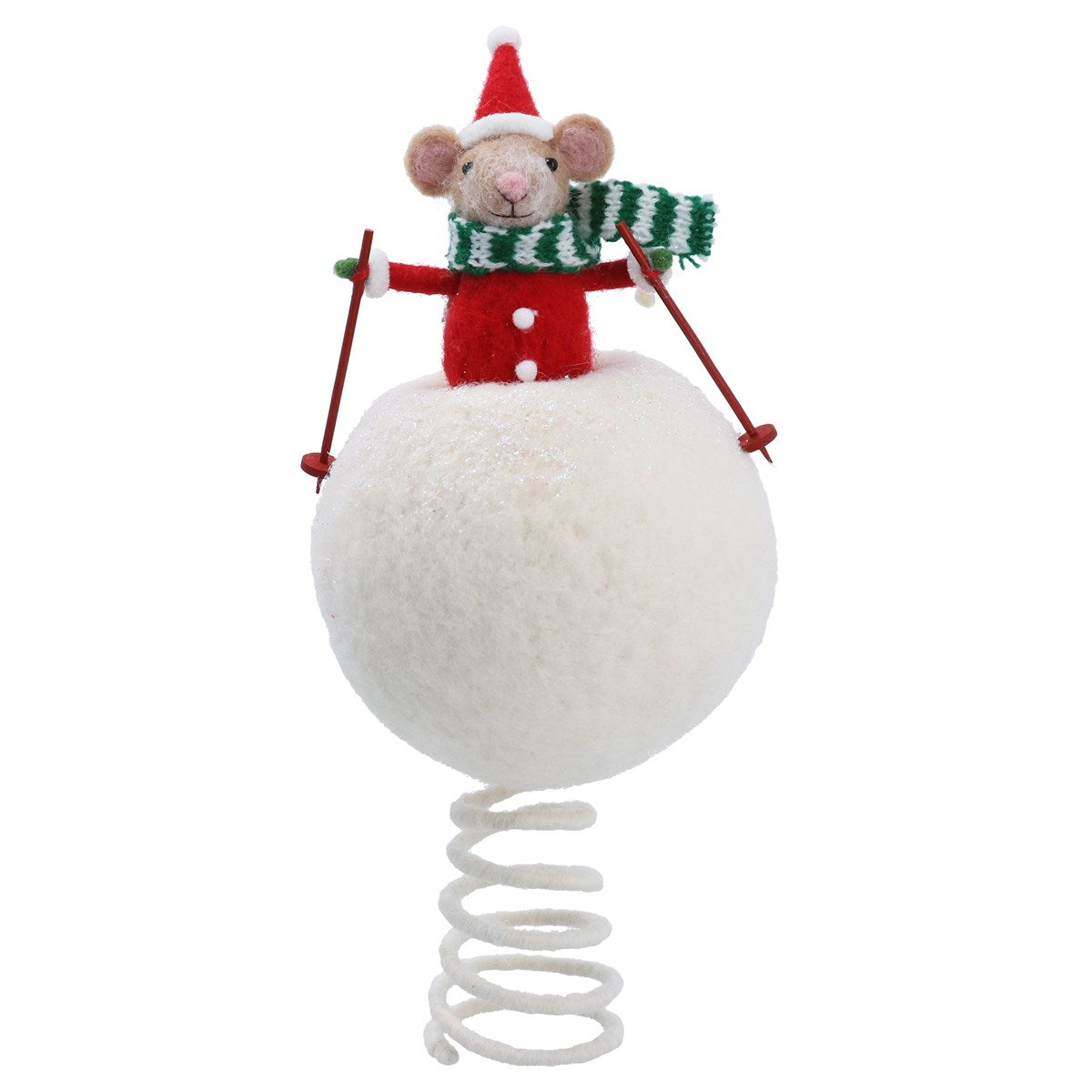 Skiing Mouse Wool Tree Topper 29cm