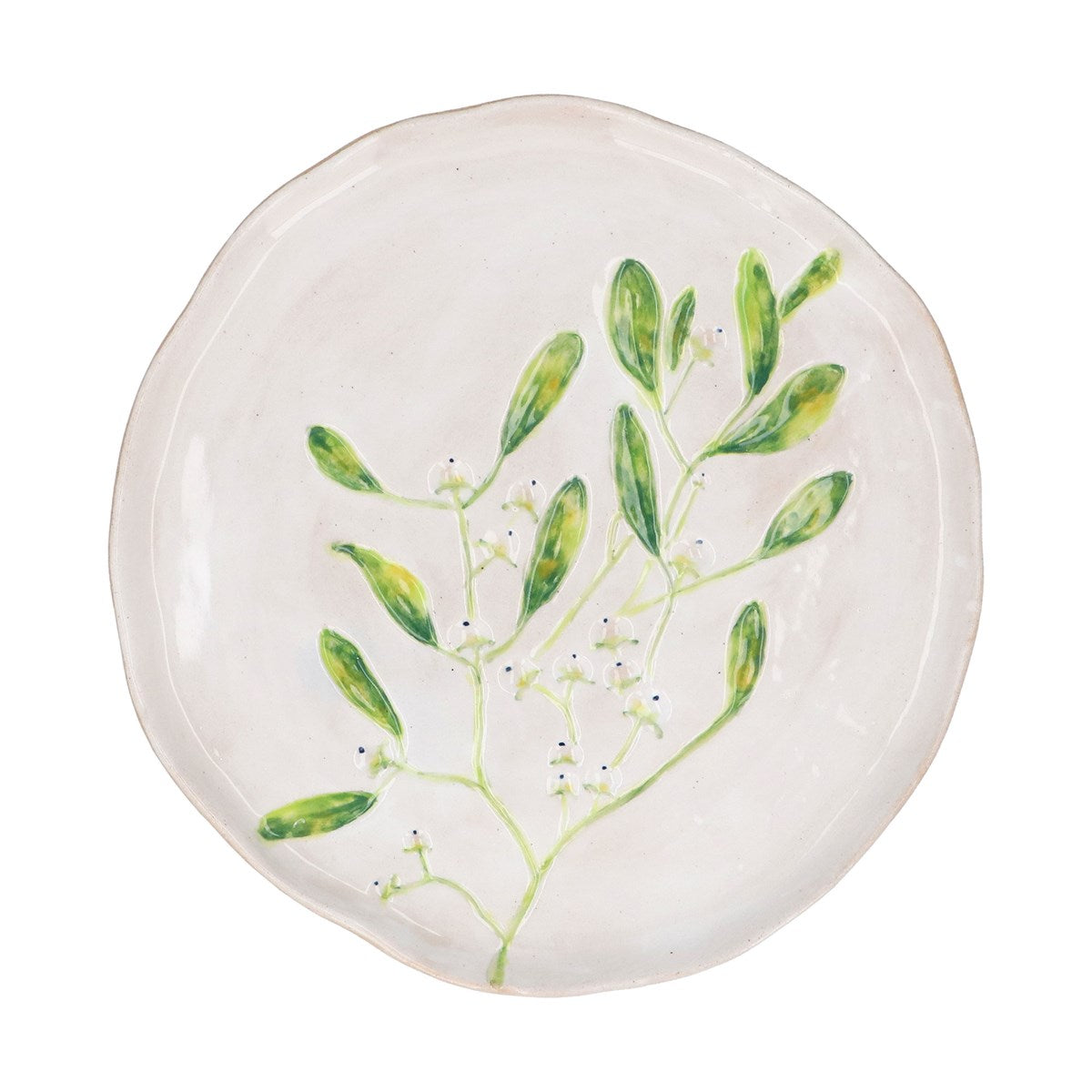 Stoneware Round Mistletoe Plate