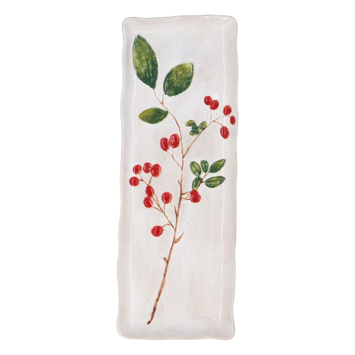 Stoneware Rectangular Plate - Red Berries