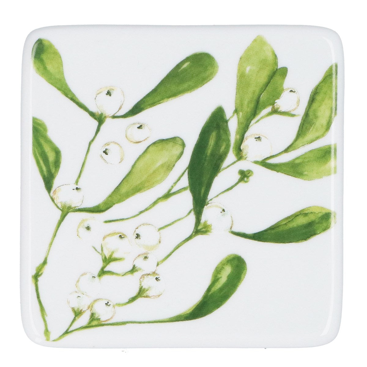 Porcelain Coaster - Mistletoe 10cm | Annie Mo's