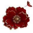 Fabric Magnolia Clip, 17cm - Red w Gold Trim | Annie Mo's