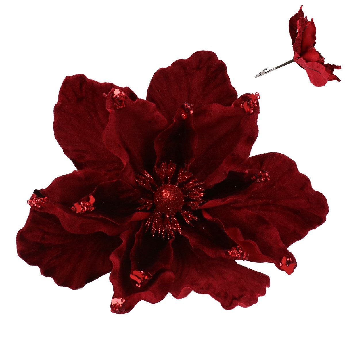 Fabric Poinsettia Clip, 20cm - Deep Red | Annie Mo's