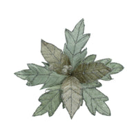 Pale Green Sparkle Poinsettia Pick 26cm | Annie Mo's