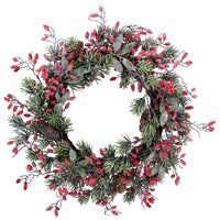 Frosted Fir with Rosehips Wreath 55cm | Annie Mo's