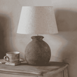 Langton Textured Stoneware Spherical Table Lamp with Shade 41cm