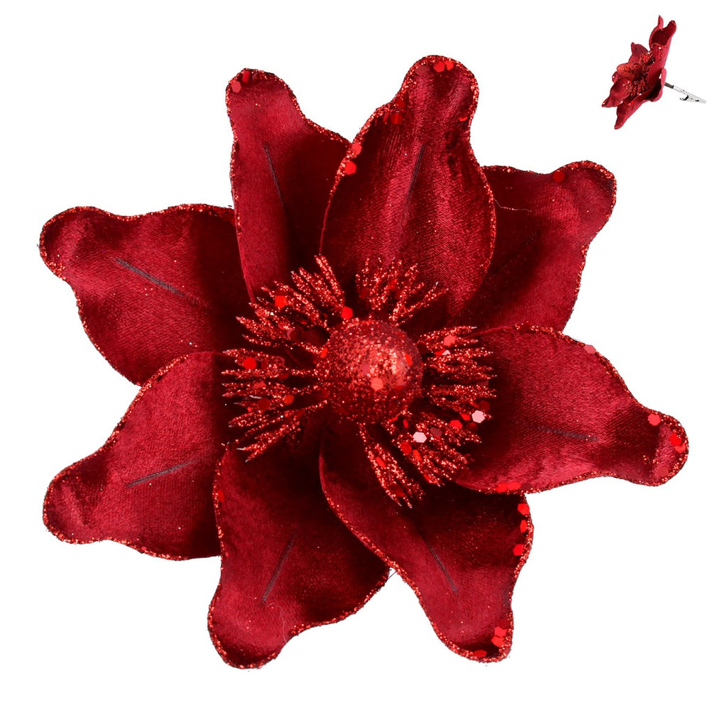 Clip on Flower 13cm - Cherry Red Magnolia | Annie Mo's