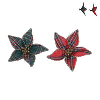 Assorted Set of Two Tartan Poinsettia Clip on Flower 10cm | Annie Mo's