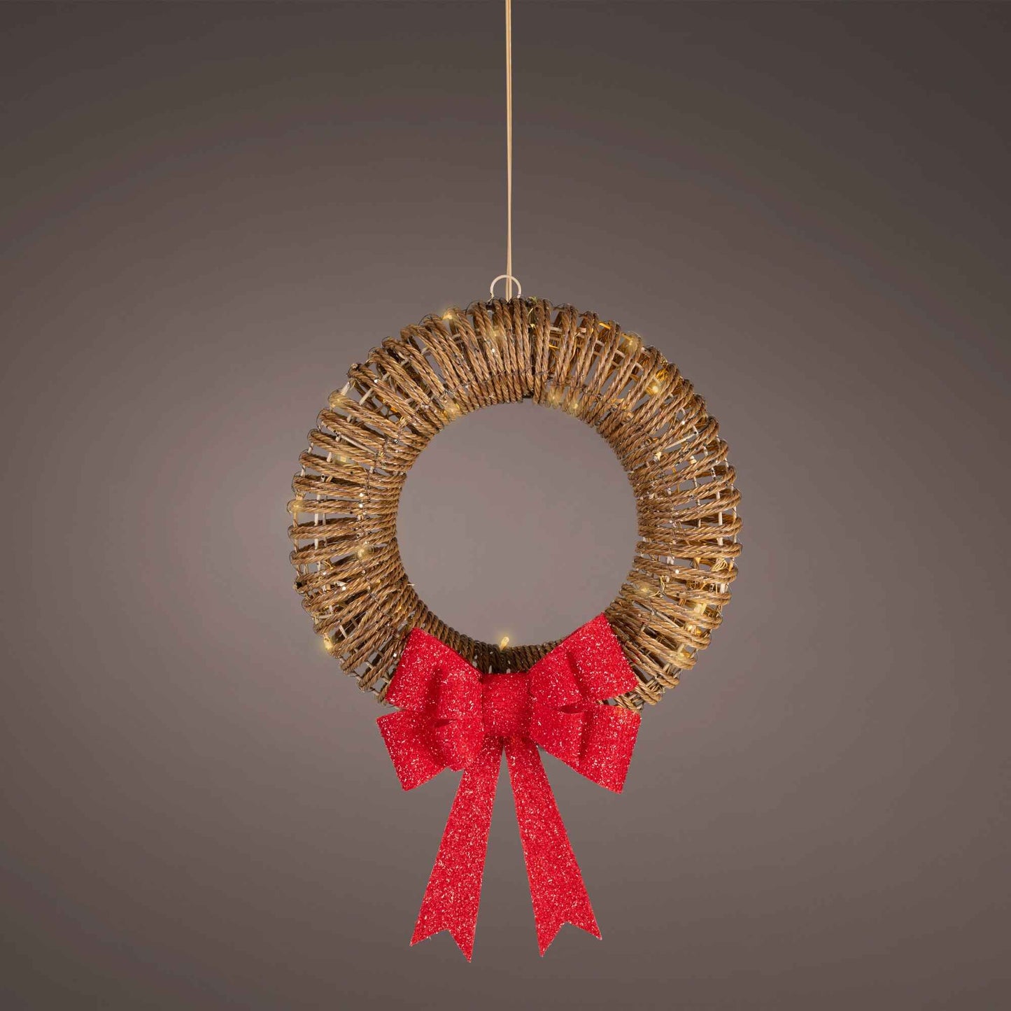 LED Wicker Flashing Effect Outdoor Wreath 38cm | Annie Mo's