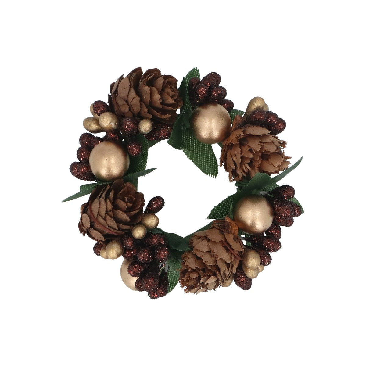 Acrylic Candle Ring 7cm - Pine Cone/Gold Bead | Annie Mo's