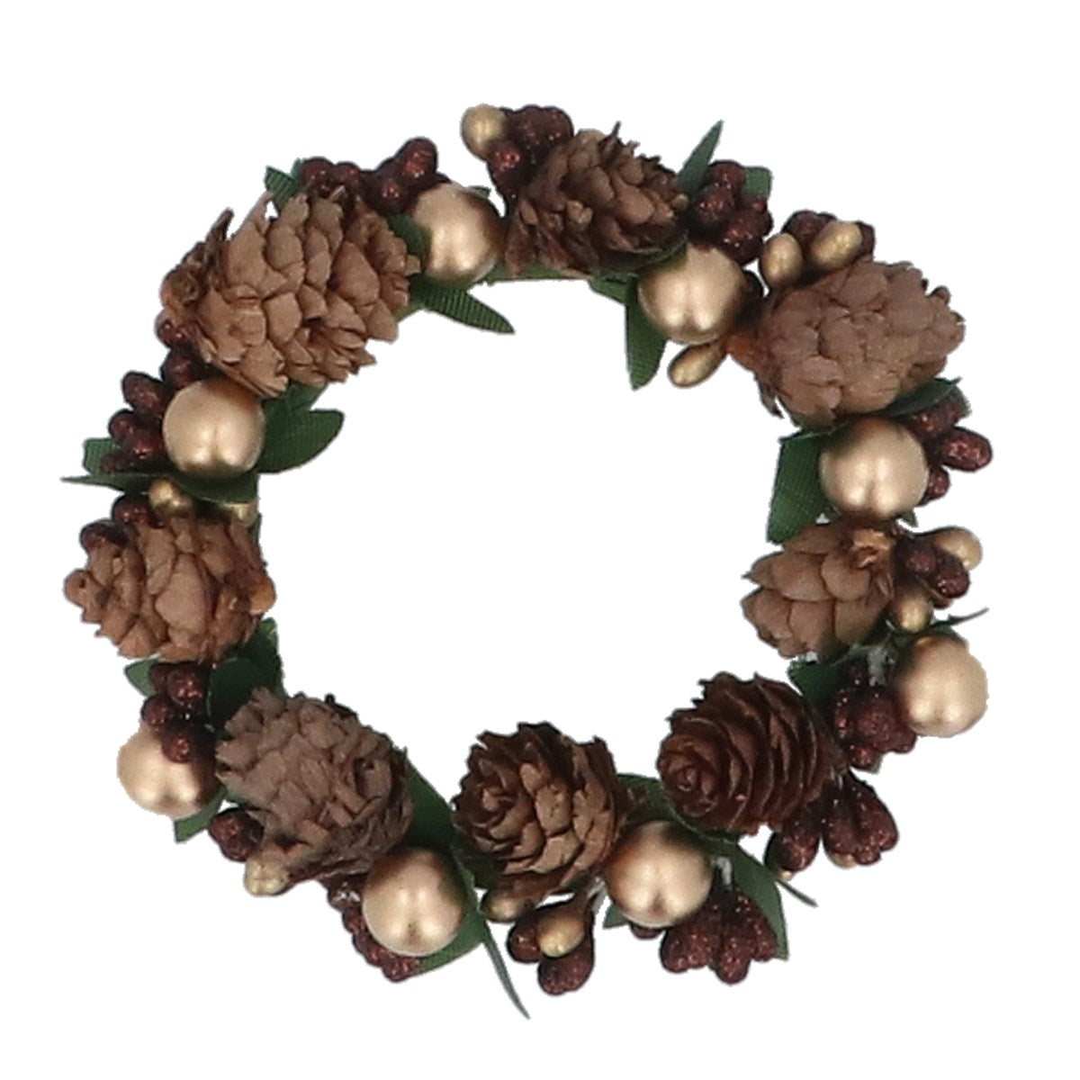 Acrylic Candle Ring 11cm - Pine Cone/Gold Bead | Annie Mo's