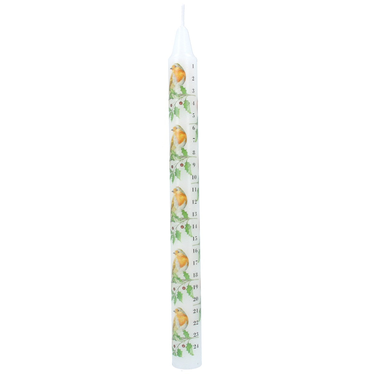 Taper Candle 23cm - Robin/Holly Advent | Annie Mo's