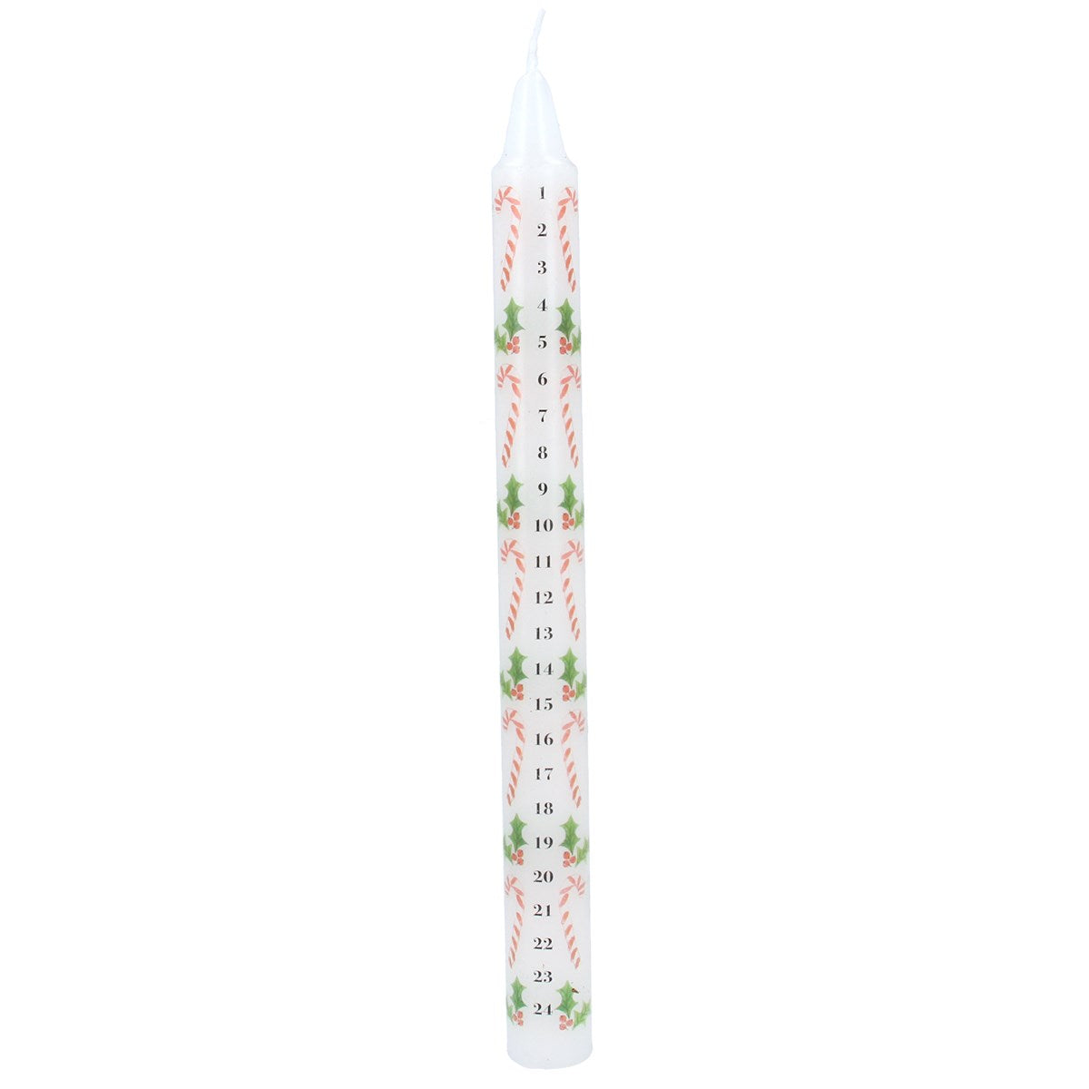 Taper Candle 23cm - Candy Cane/Holly Advent | Annie Mo's