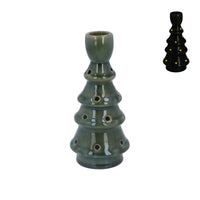 Dark Green Ceramic LED Candlestick 16cm | Annie Mo's