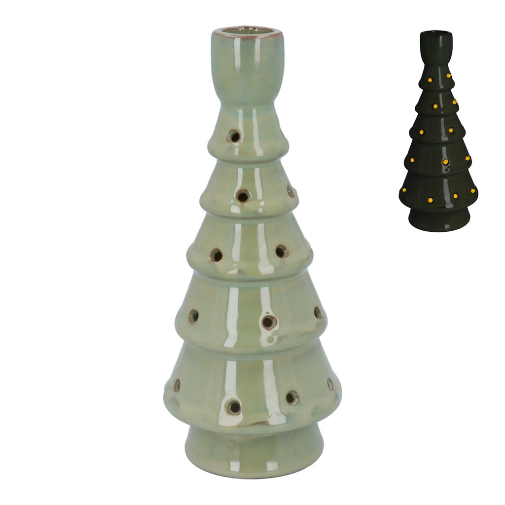 Pale Green Ceramic LED Candlestick 21cm | Annie Mo's