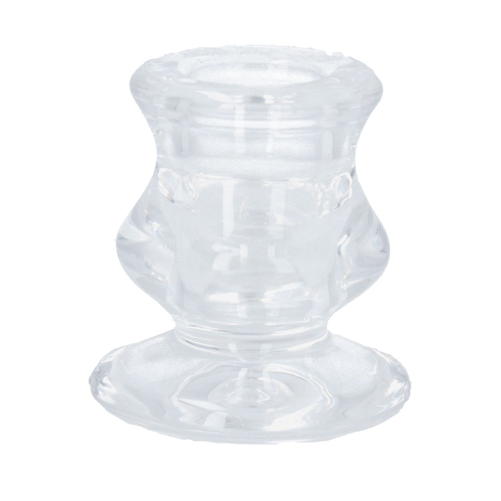 Clear Short Glass Candlestick 6cm | Annie Mo's