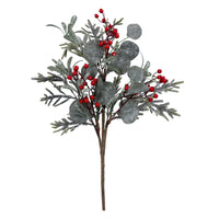 Frosted Leaf and Red Berry Stem 69cm | Annie Mo's