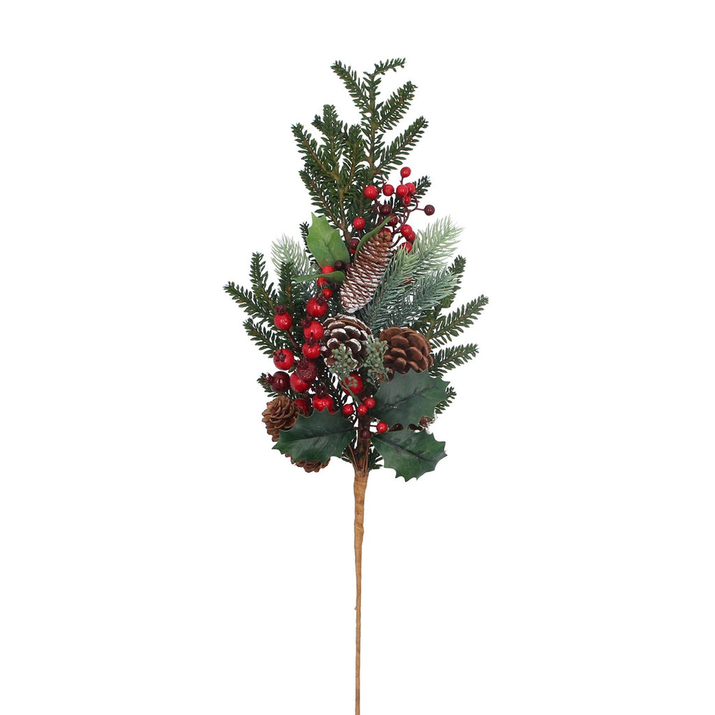 Mixed Berry Fir and leaves with Berries and Cones Stem 65cm | Annie Mo's