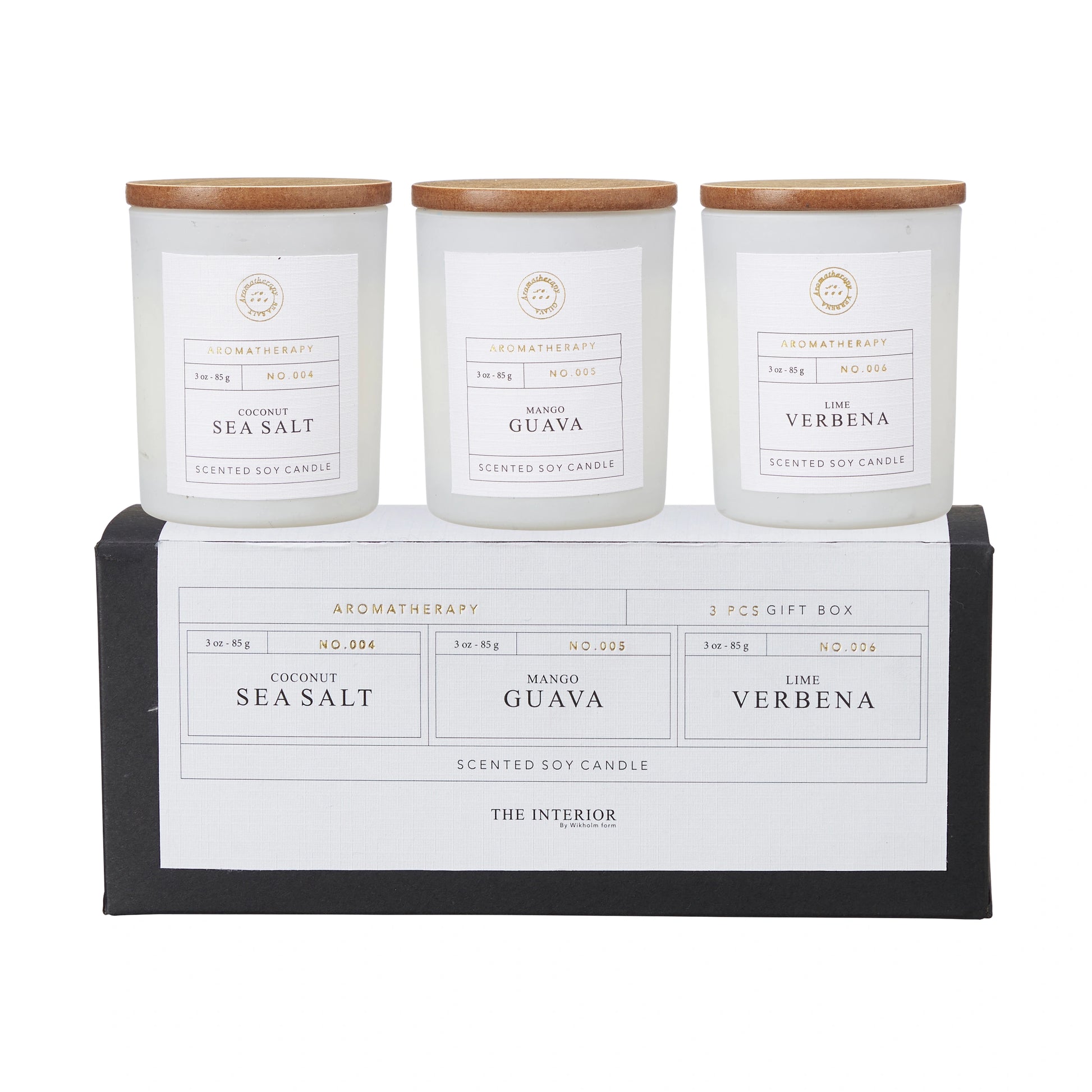 Gift Set of Three Candles -Coconut Sea Salt, Mango Guava, Lime Verbena | Annie Mo's