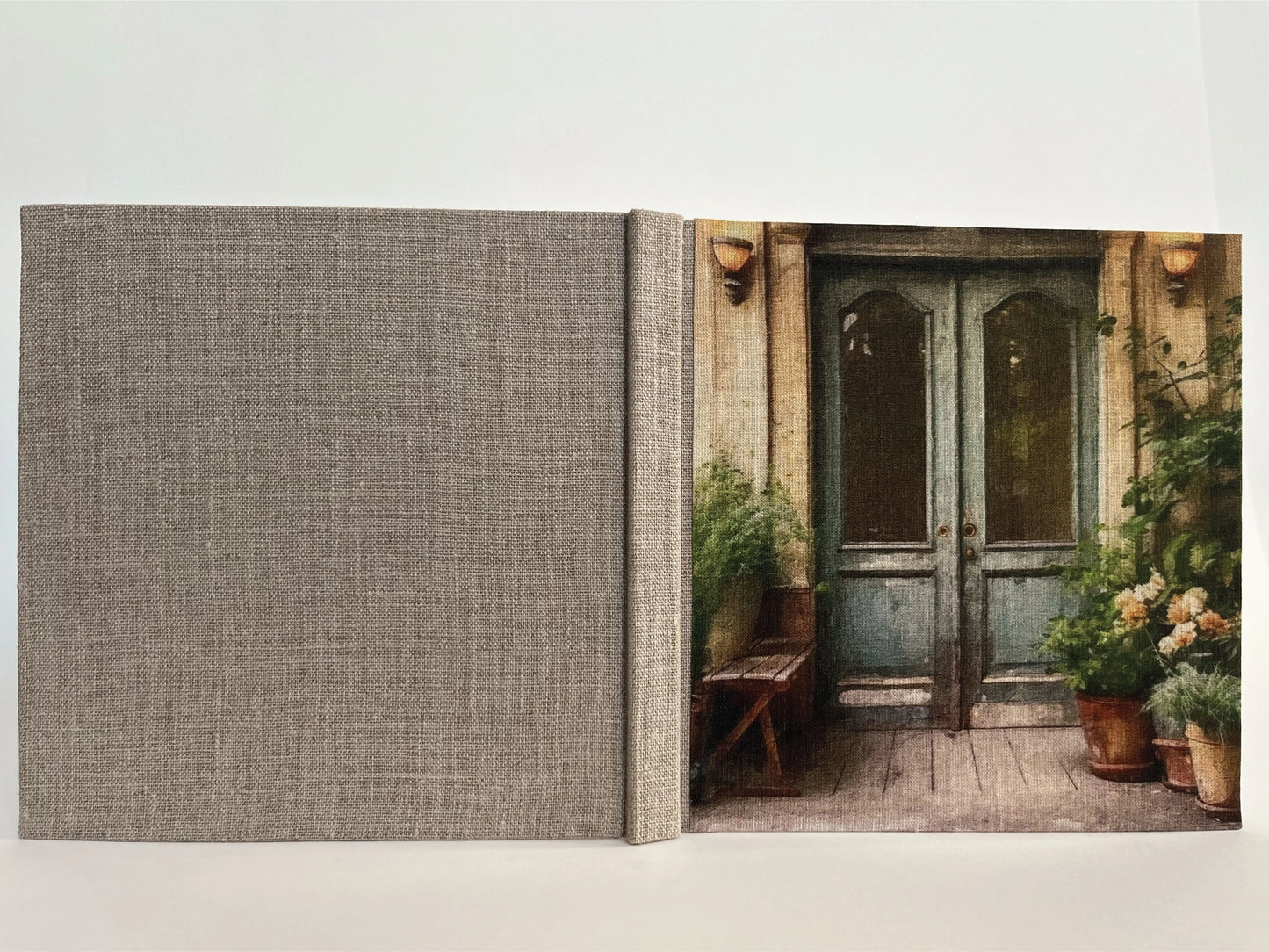 "Secret French Doors" Handmade Linen Hardcover Notebook