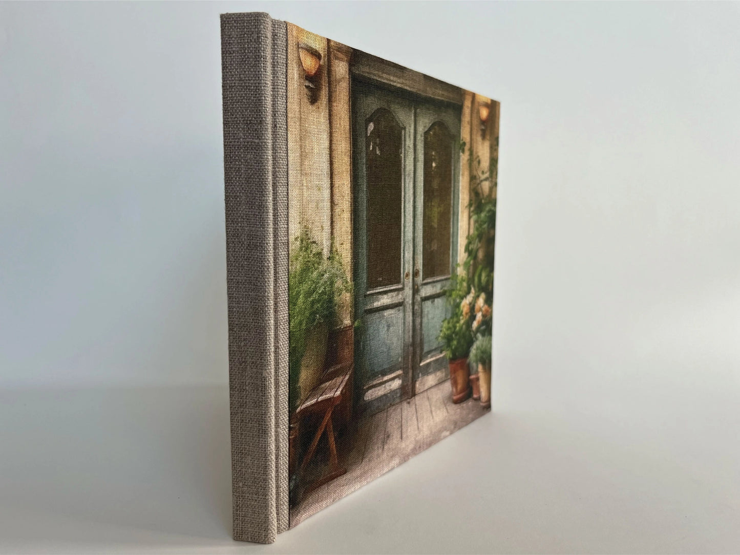 "Secret French Doors" Handmade Linen Hardcover Notebook
