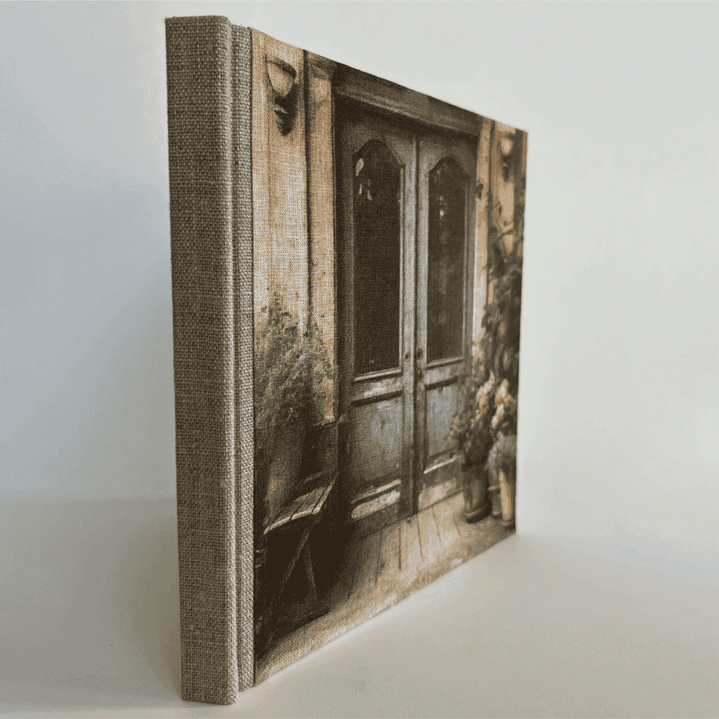 "Secret French Doors" Handmade Linen Hardcover Notebook-F