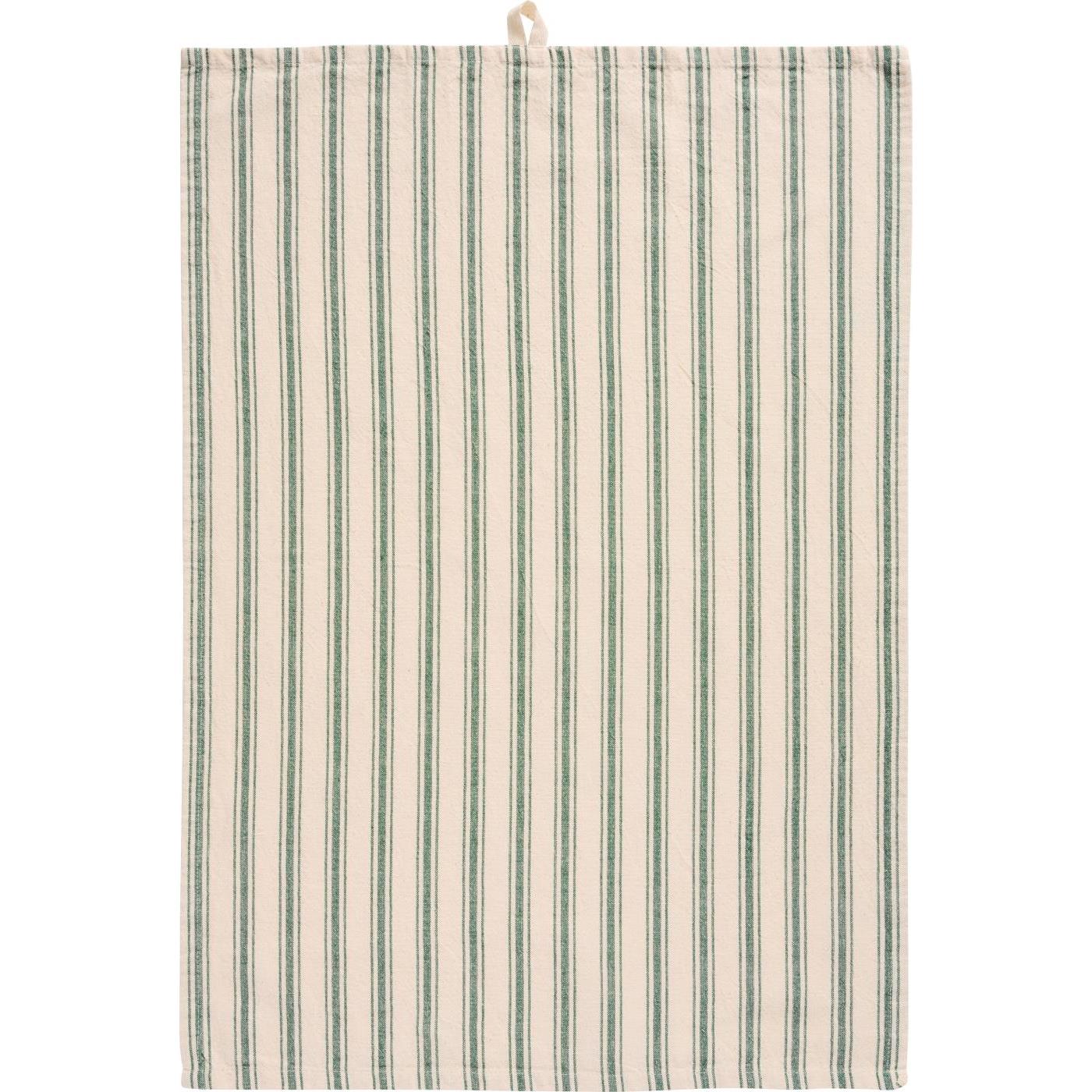 Tea Towel with Wide and Narrow Green Stripes 50cm x 70cm | Annie Mo's