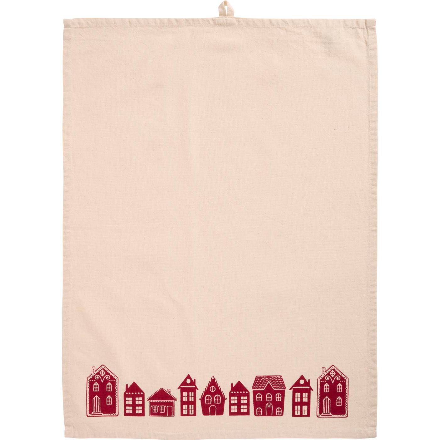 Tea Towel with Red Houses Motif 50cm x 70cm | Annie Mo's