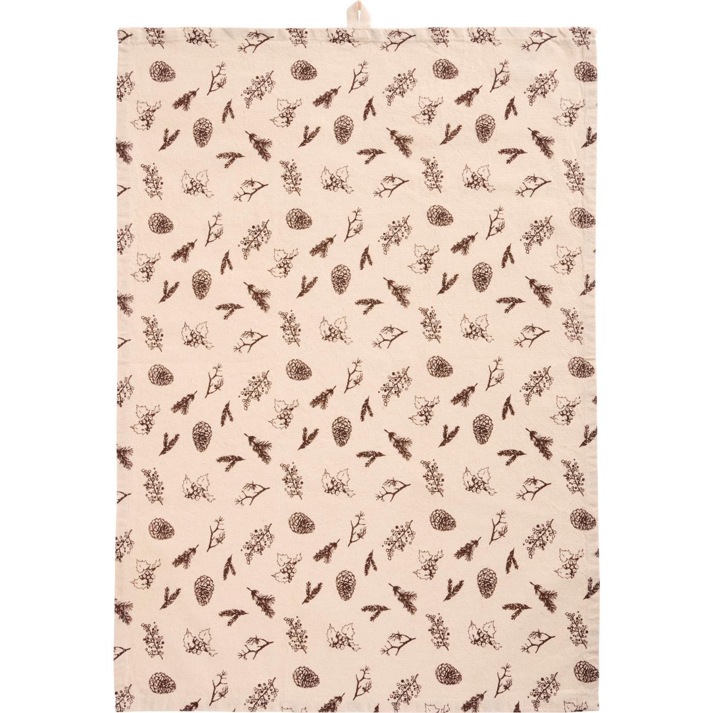 Tea Towel with Brown Cones and Twigs 50cm x 70cm | Annie Mo's