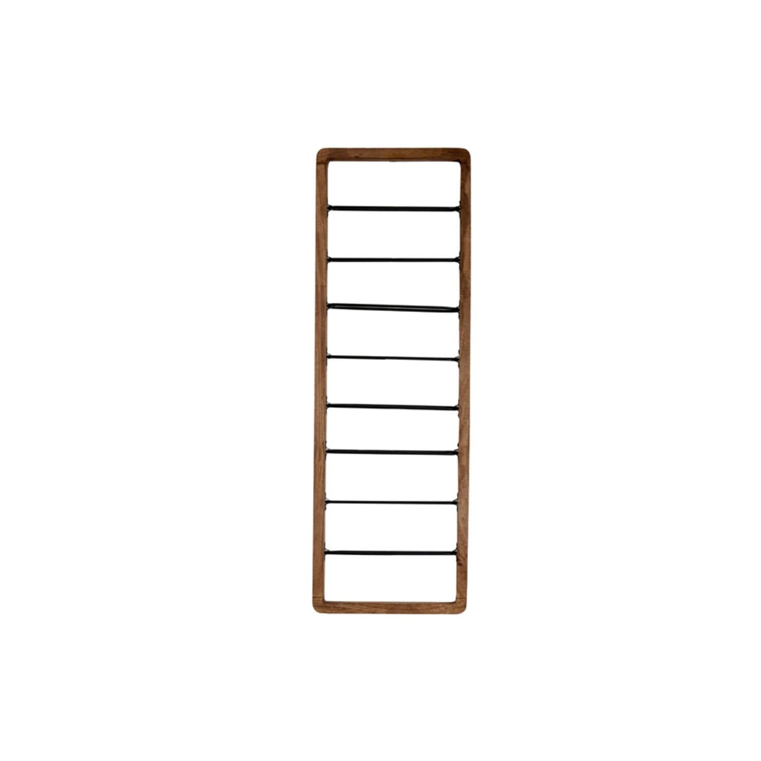 Sorrento Wine Rack for Eight Bottles in Wood and Black Metal 120cm | Annie Mo's
