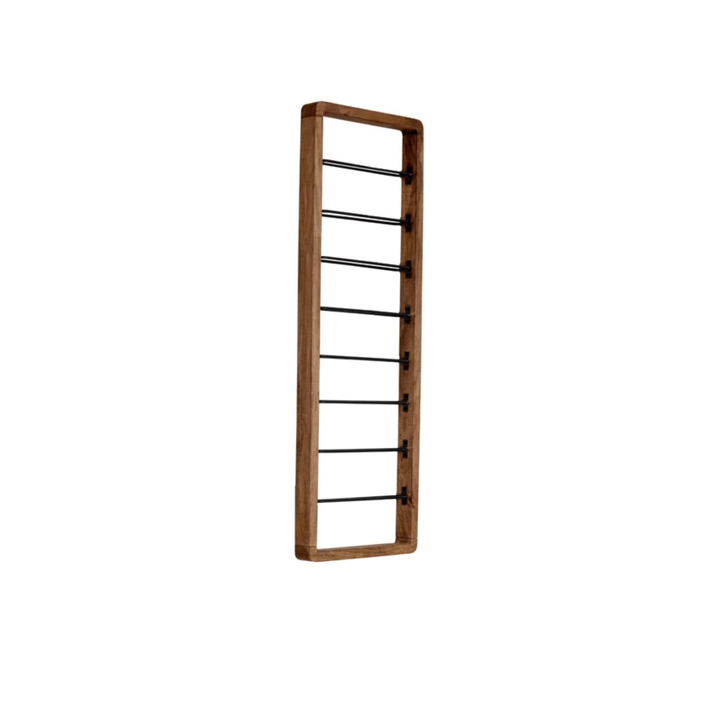 Sorrento Wine Rack for Eight Bottles in Wood and Black Metal 120cm