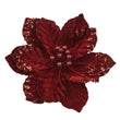 Velvet Poinsettia Glitter Flower Clip-On Decoration 35cm - Burgundy | Annie Mo's