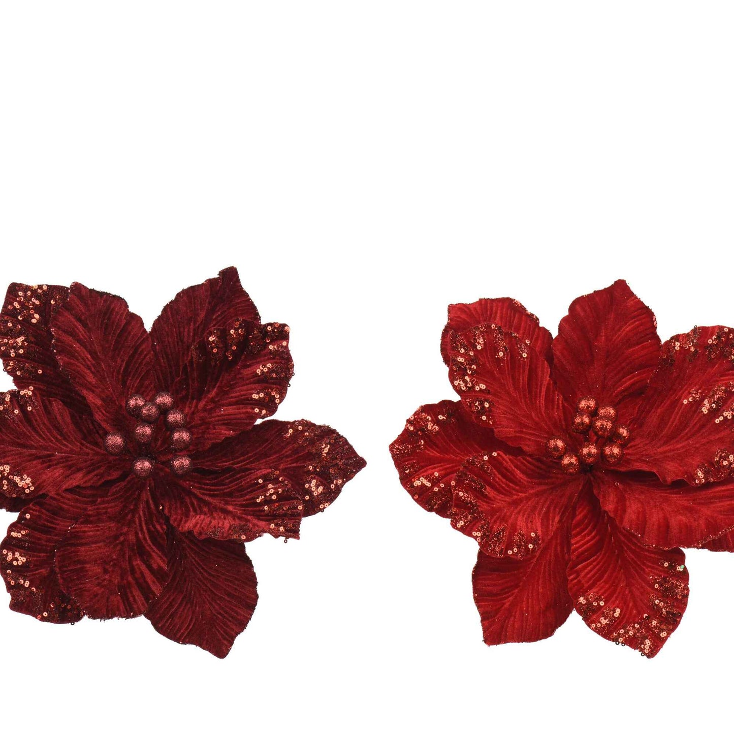 Velvet Poinsettia Glitter Flower Clip-On Decoration 35cm - Choice of Colour | Annie Mo's