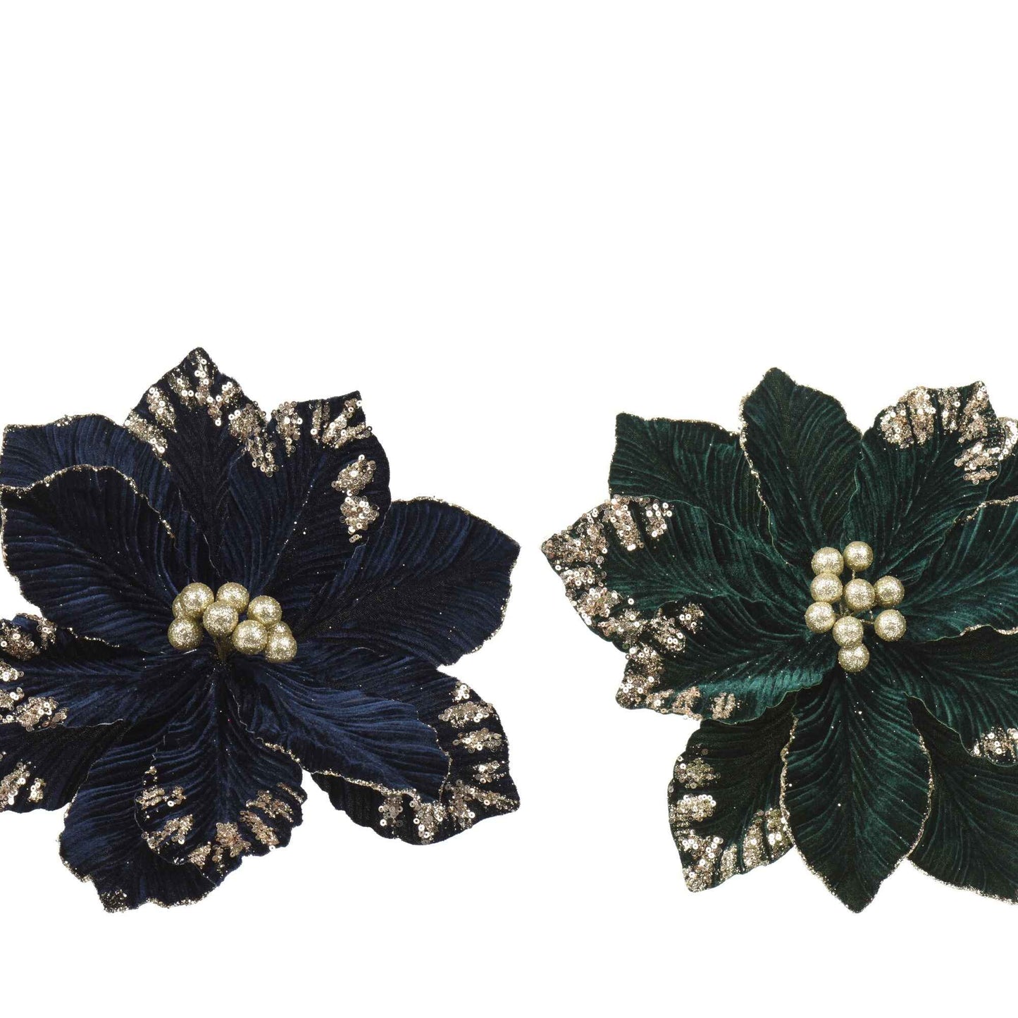Velvet and Pearl Poinsettia Flower Clip-On Decoration 35cm - Choice of Colour | Annie Mo's