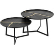 Set of Two Textured Aluminium Coffee Tables with Brass Insert 72cm B | Annie Mo's