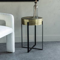 Santa Cruz Etched Brass Finish Side Table 60cm