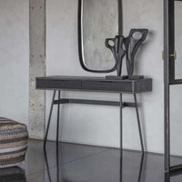 Bronx Black Acacia Console Table with Two Drawers 130cm