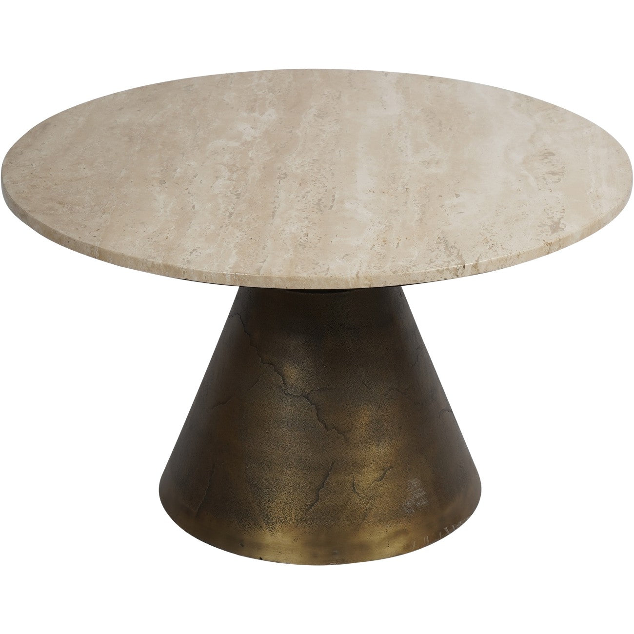 Antique Brass and Light Travertine Coffee Table - Size Choice Large & Small | Annie Mo's